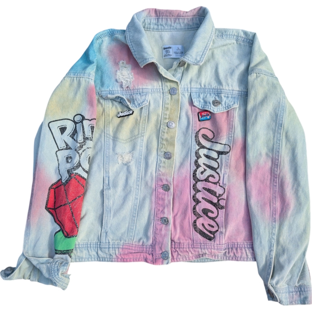 Justice Ring Pop & Bazooka Bubble Gum Denim Jacket - Picture 2 of 8